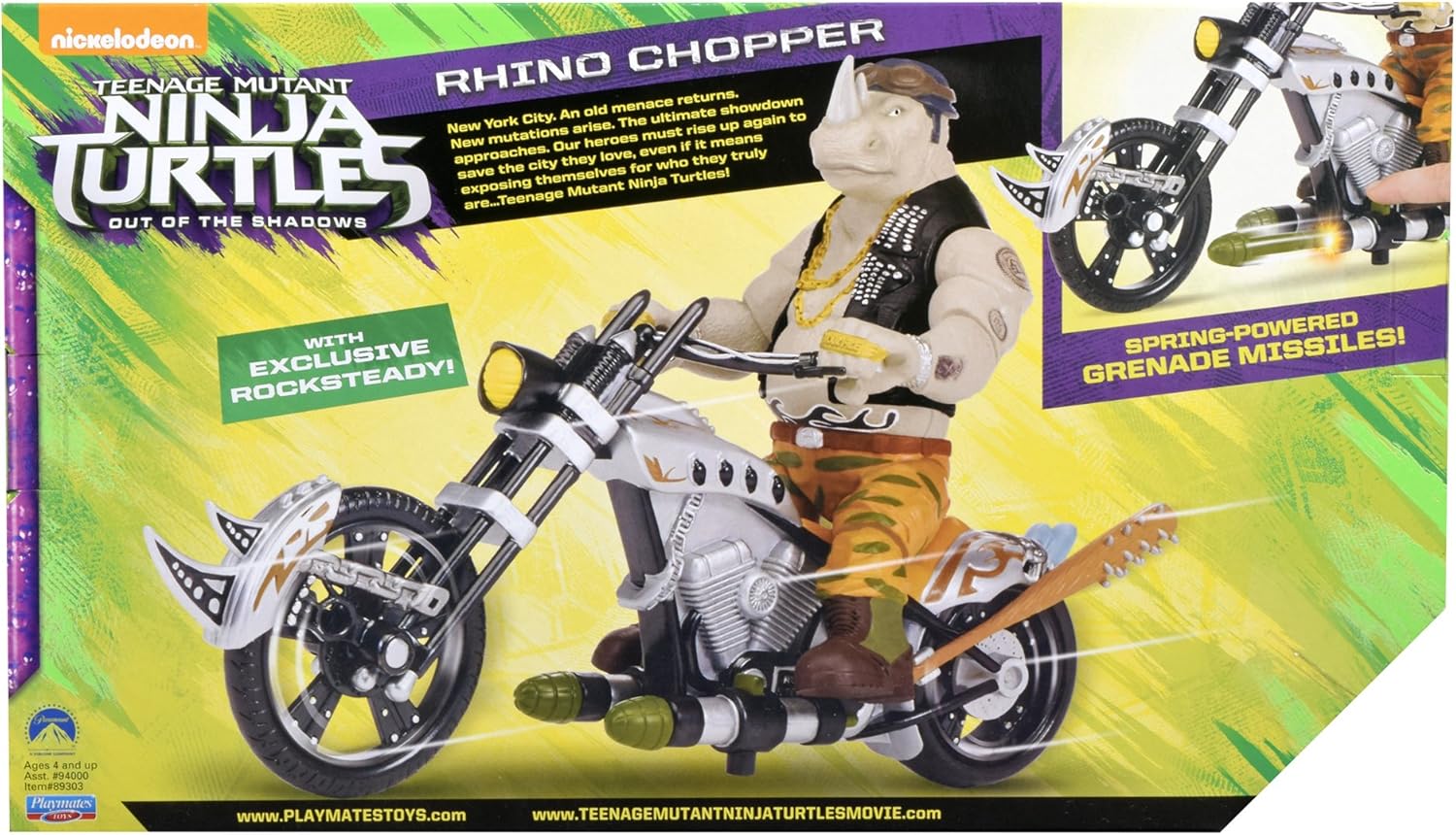 Teenage Mutant Ninja Turtles Movie 2 Rocksteady with Chopper Motorcycle Vehicle