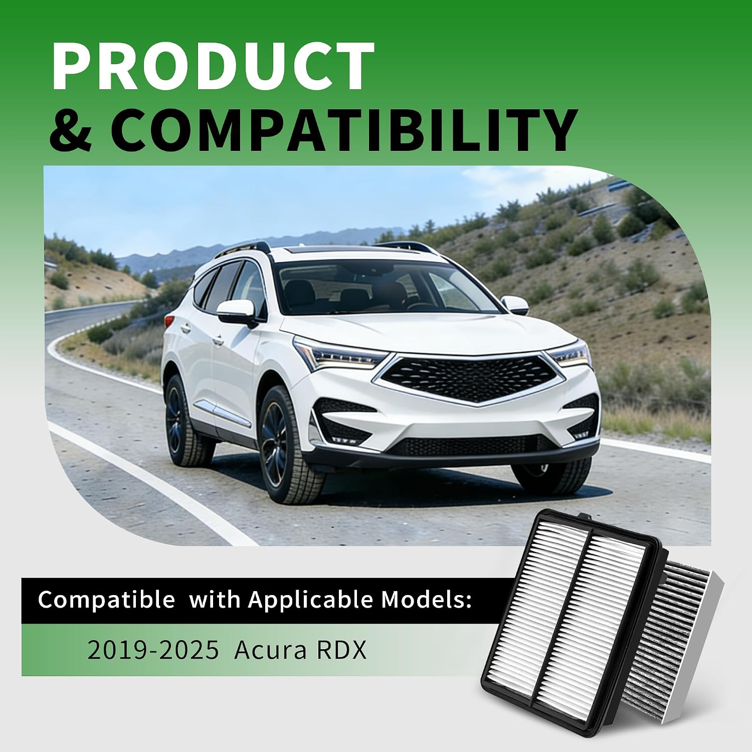 Cabin & Engine Air Filter Set Fits for Acura RDX 2019-2025, Replaces 17220-5MS-H00 80292-TF0-G01 80292-TBA-A11
