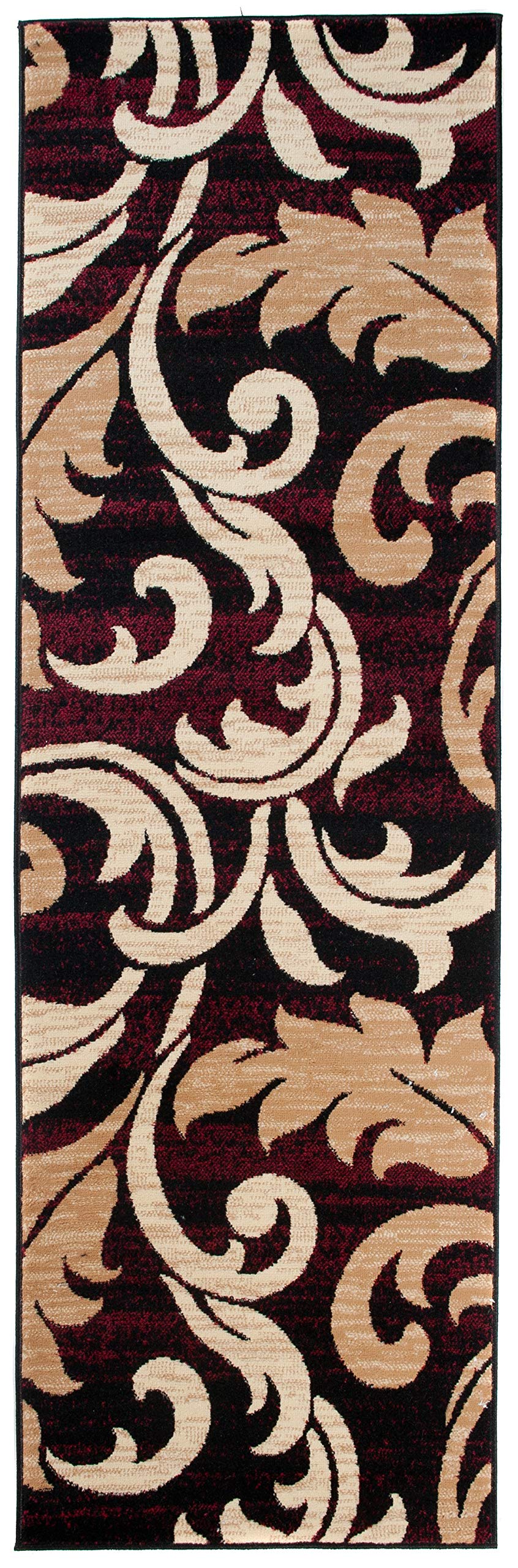 Tapiso Dream dywan chodnik na korytarz, nowoczesny, kwiatowy, abstrakcyjny wzór w kolorze brązowym, czarnym, czerwonym, do salonu, Ökotex 100 x 200 cm