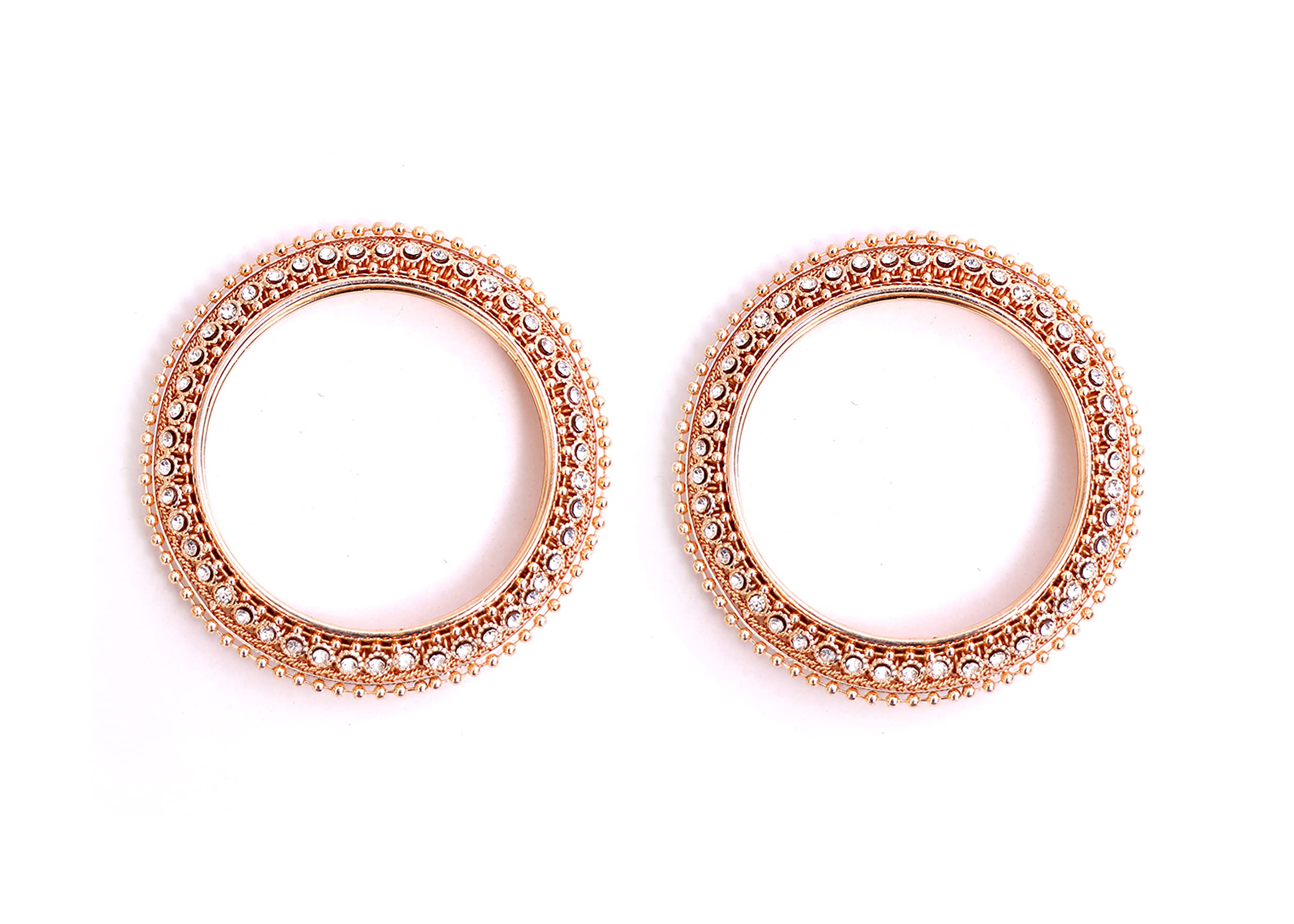 Shivarth Metal Bangle Oxidized Bracelet Sleek Kundan Kade, Kangan Beaded Chain & Studded Rose Colour Bridal Kade for Women and Girls (Pack of 2) (2.6) (B09SZ31NML) Amazon Price History, Amazon Price Tracker