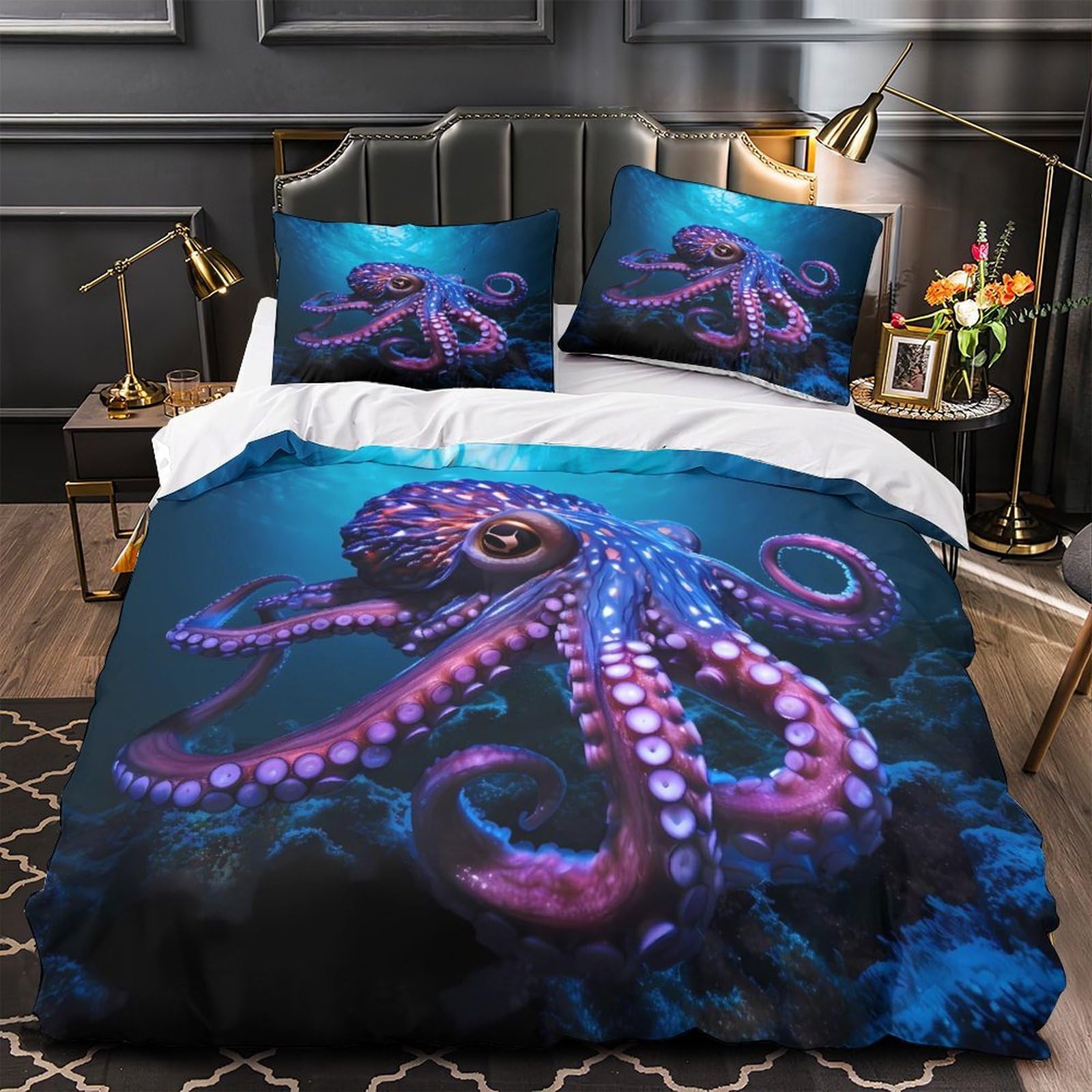 Housse de couette 3D pieuvre sous l'eau pour transformer la chambre des garçons et filles