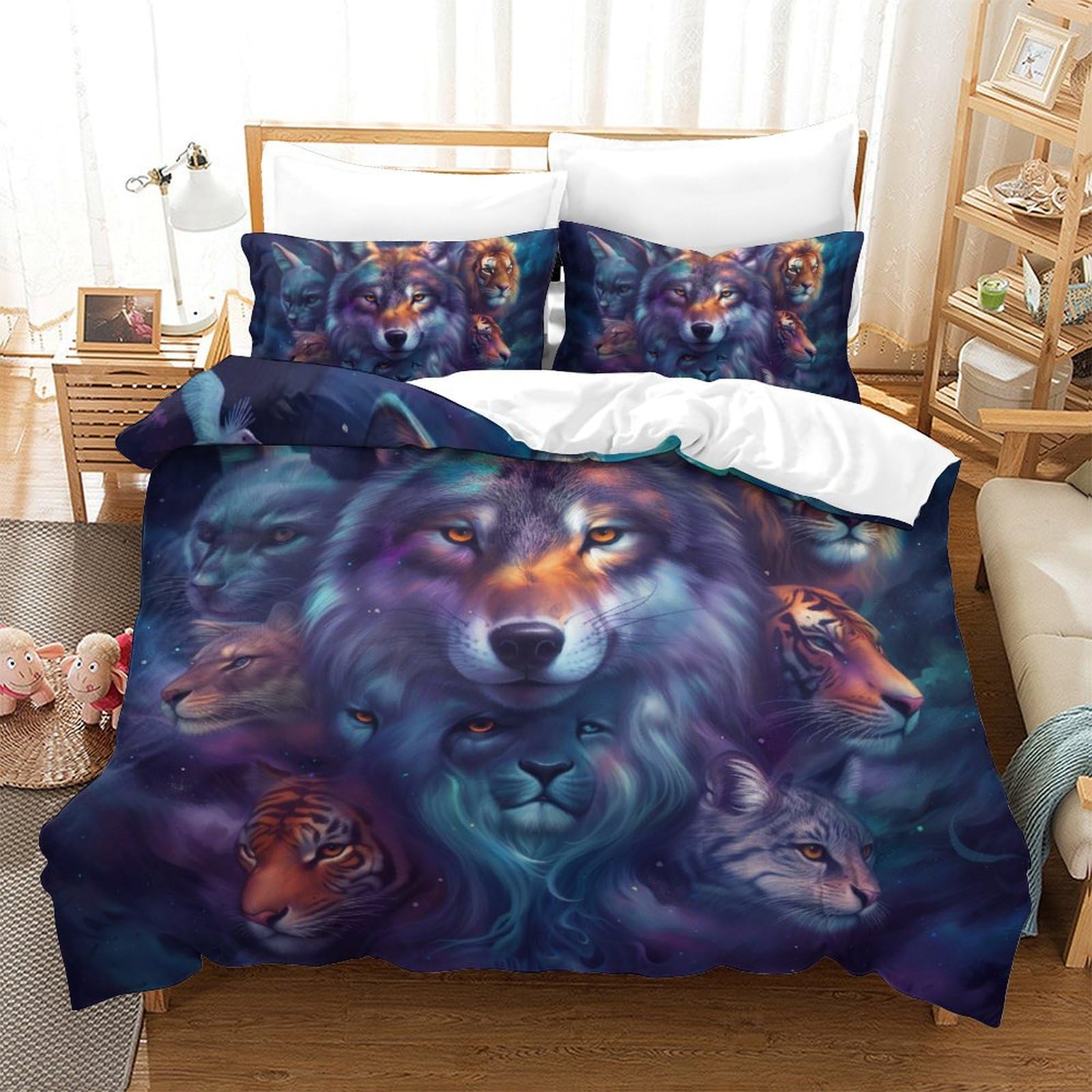 Housse de couette loup 3D respirante pour sublimer votre chambre à coucher King Size