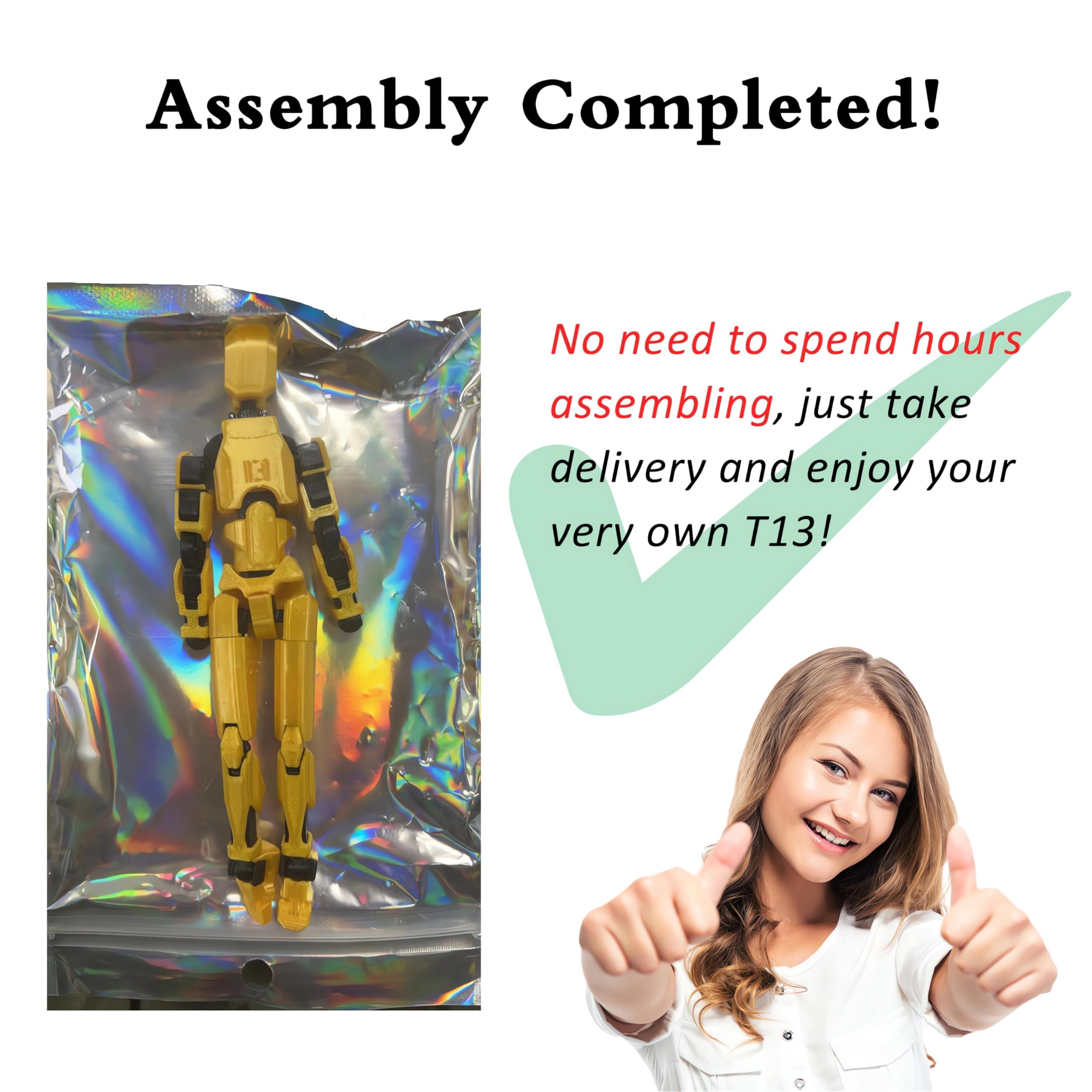 2 Pezzi (Assemblato) T13 Action Figure Figura d'azione T13 con Accessori Stampa 3D di personaggi mobili Figure Mobili Multi-Snodate Lucky 13 Action Figure di Regalo per Decorazione bambini