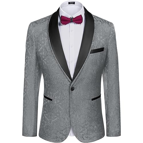 COOFANDY Men's Floral Tuxedo Suit Jacket Slim Fit Dinner Jacket Party Prom Wedding Blazer Jackets