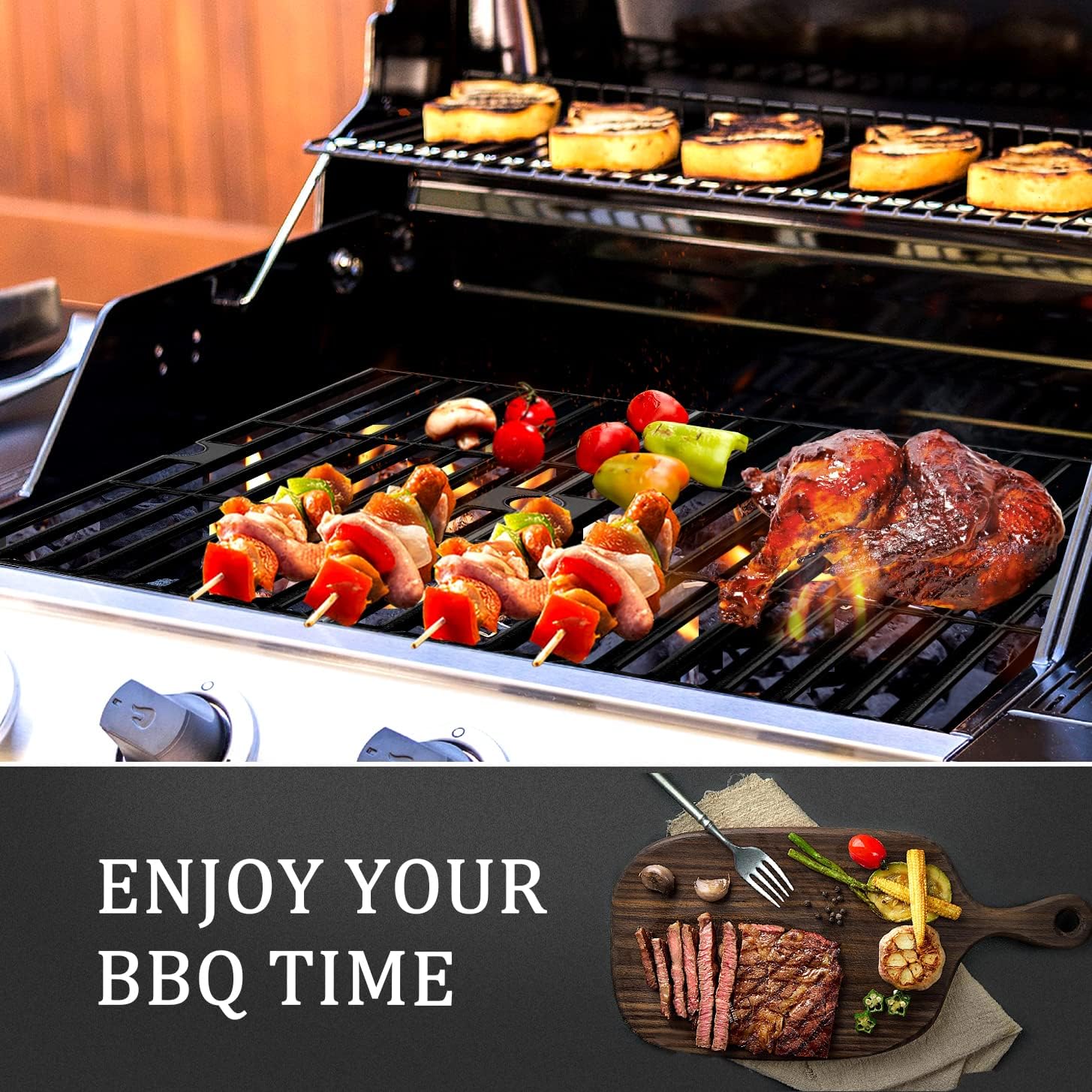 GGC 18" Grill Grates Replacement for Charbroil Performance 2 Burner 463625217, 463673517, 463673617, 463673017, 463673519P1, 2 PCS 18 x 15.75 Cast Iron Grates for Char-Broil