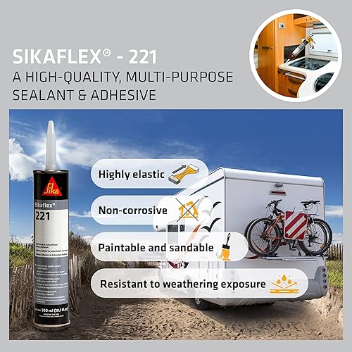 Miniatura 4 de Sika Sikaflex-221 - Sellador multiusos de poliuretano, adhesivo y para recién nacido, 930-GTD, sin goteo, pistola hexagonal lisa para calafatear