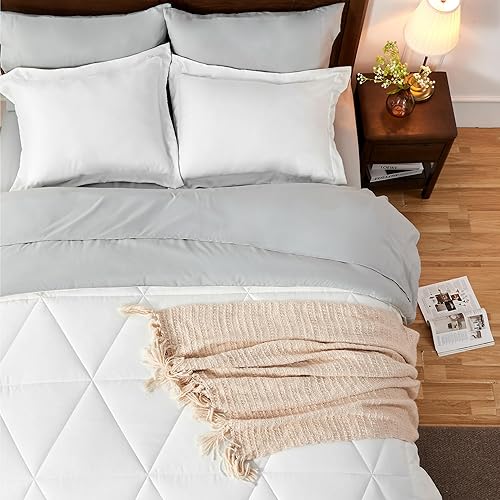 Miniatura 4 de BEDELITE Juego de edredón tamaño California King de 7 piezas en una bolsa, juego de cama reversible de microfibra suave con edredones, sábanas,