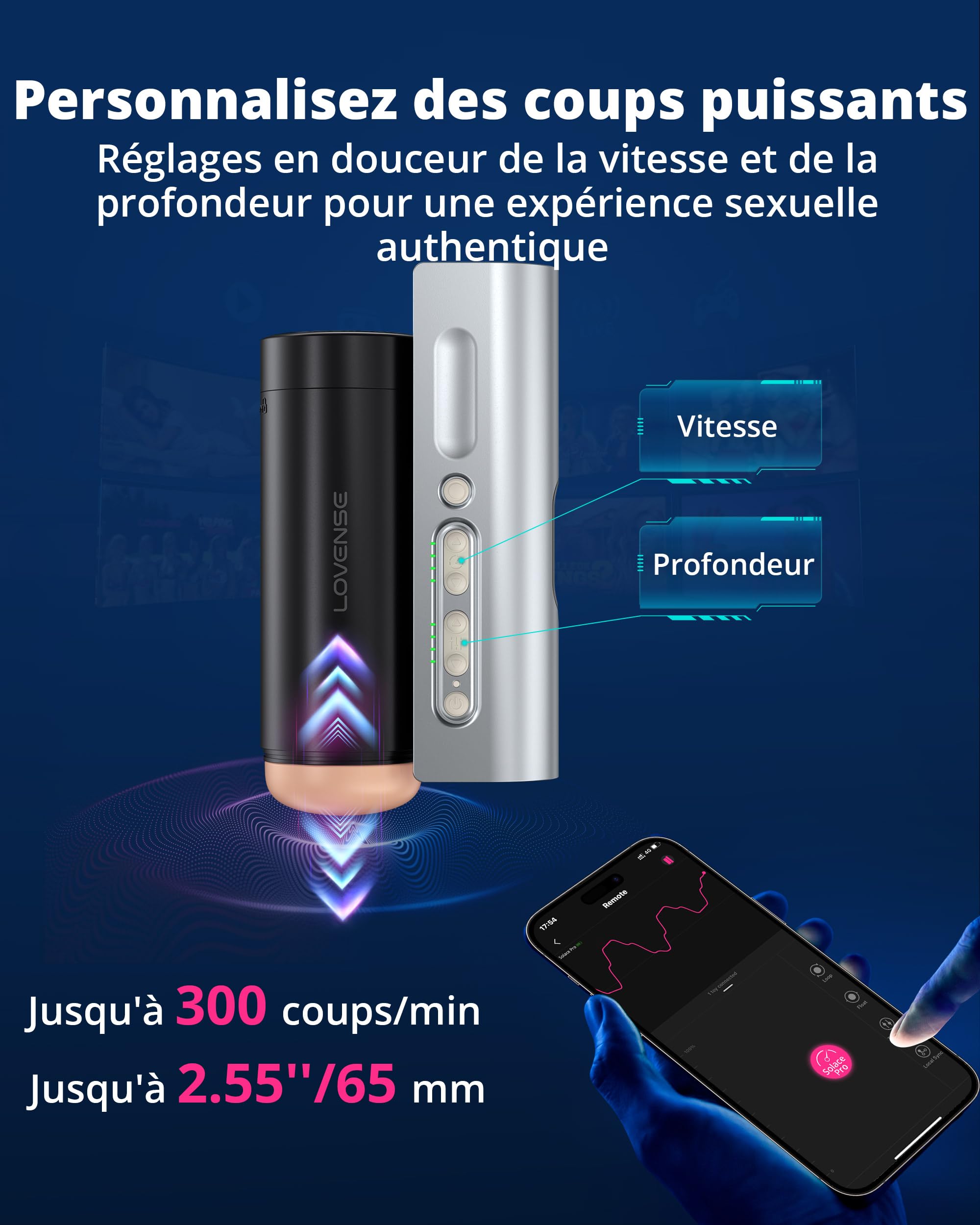 LOVENSE Solace Pro Masturbateur Automatique Homme Masturbateurs Masculins avec AI Sync App à Distance Masturbeuse Mains Libres Modèles de Succion illimitée Vaginette Ultra Réaliste Sextoyse Homme | Masturbateur Masculin AI Sync, Contrôle via Application,