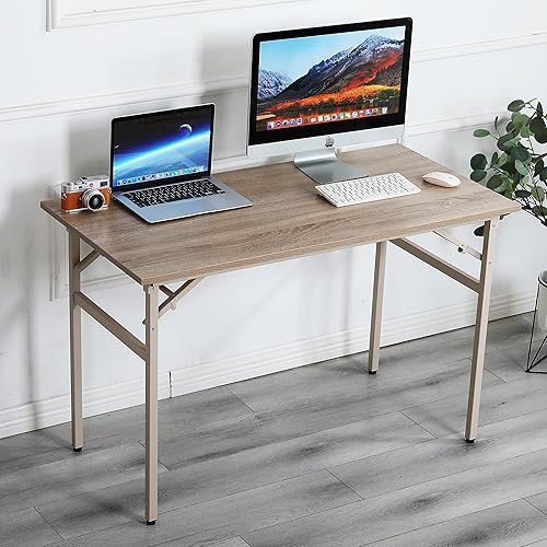 soges Escritorio plegable para computadora, mesa de escritura plegable de 47.2 pulgadas para oficina en casa, escritorio plegable sin montaje para