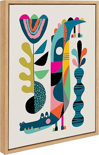 Miniatura 2 de Kate and Laurel Sylvie - Lienzo enmarcado de cocodrilo de mediados de siglo por Rachel Lee de la pared de mis sueños, 18 x 24 pulgadas, natural,