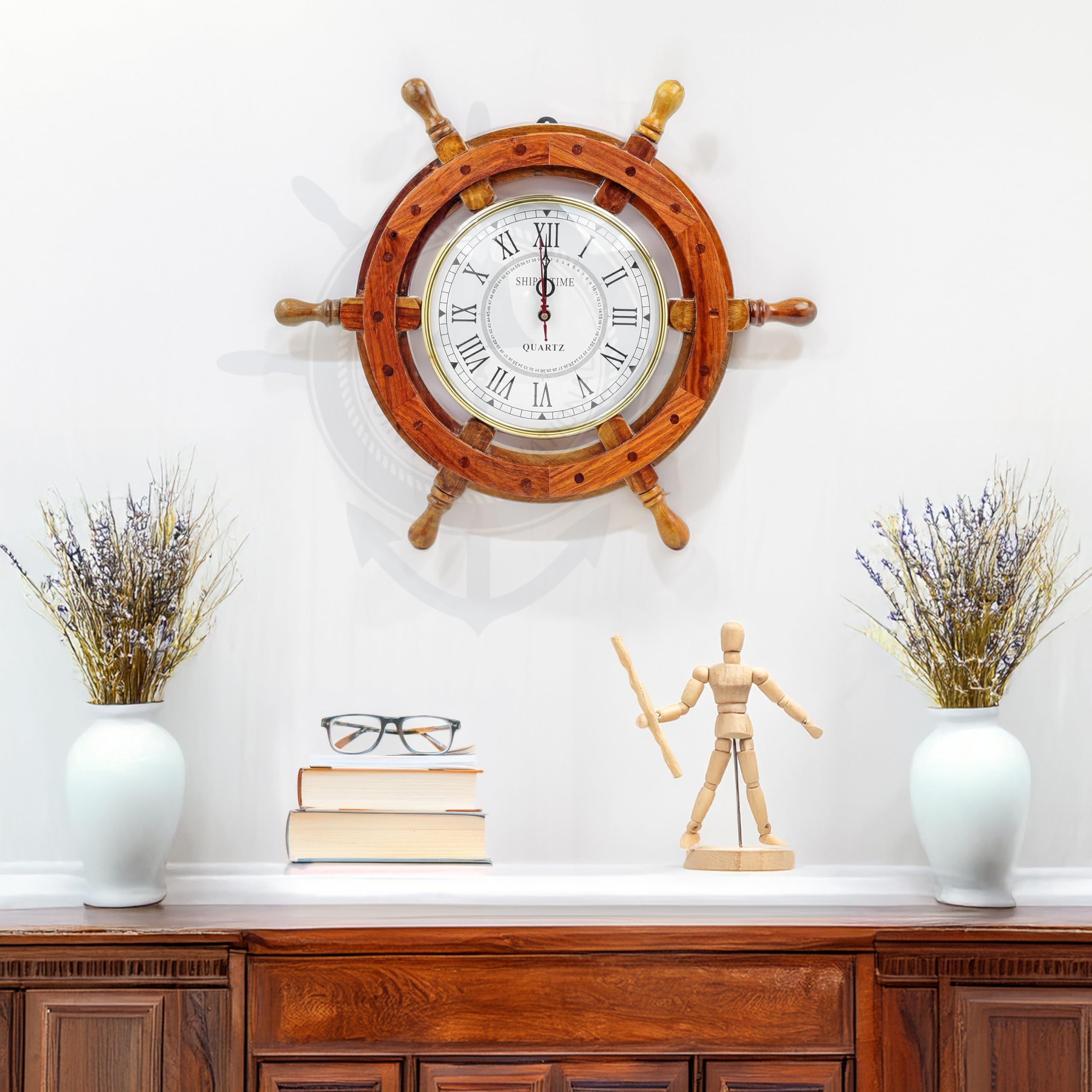 Buy Nautical Wooden Ship Wheel with Quartz Clock - Pirate Home Buy Nautical Wooden Ship Wheel with Quartz Clock - Pirate Home