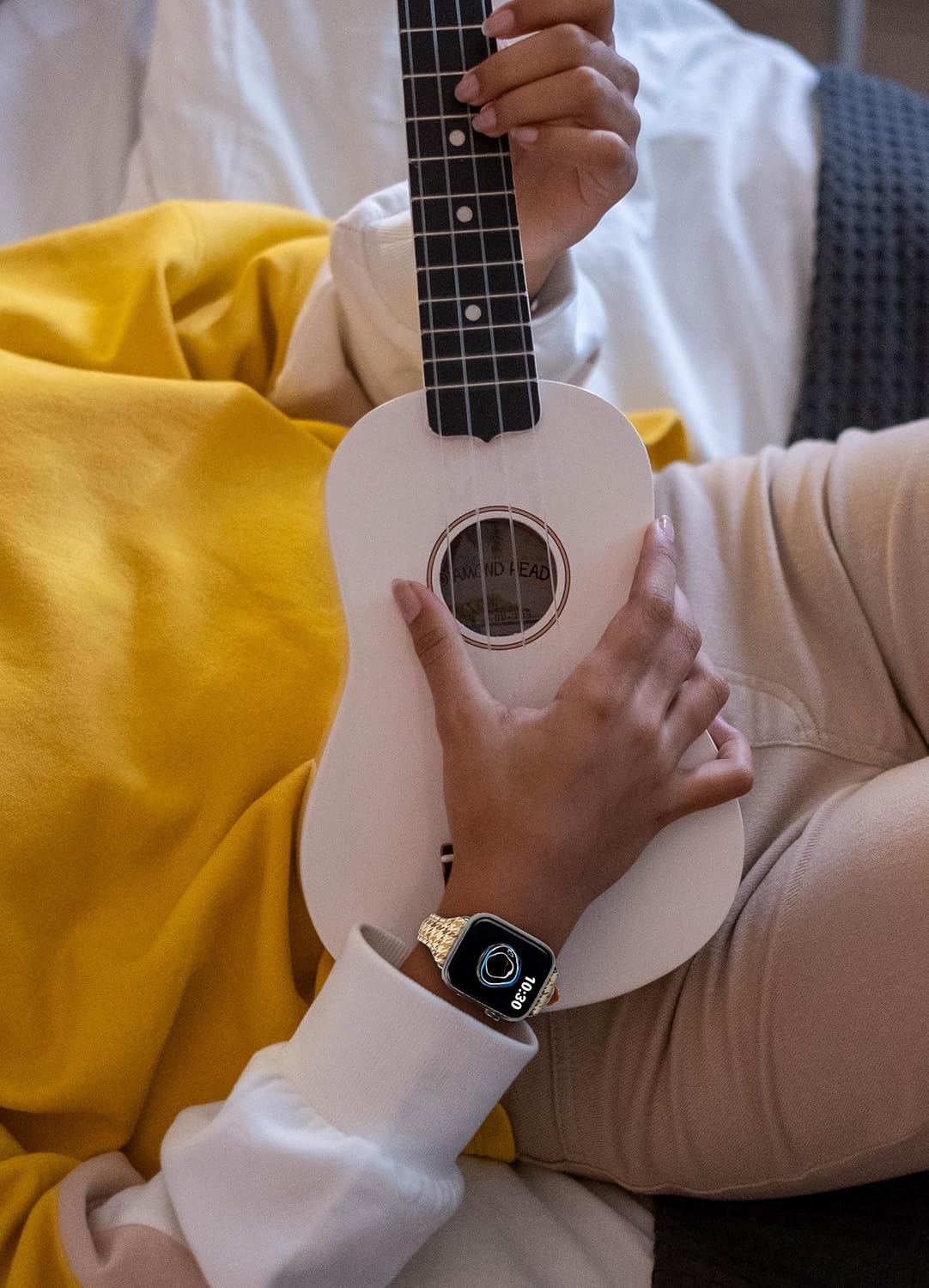 Designer Houndstooth Slim Bands Women Compatible with Apple Watch 45mm 44mm 42mm 41mm 40mm 38mm, Luxury Leather WristBand Plaid for iWatch Series 9/8/7/6/5/4/3/2/1/SE Yellow White - Image 8