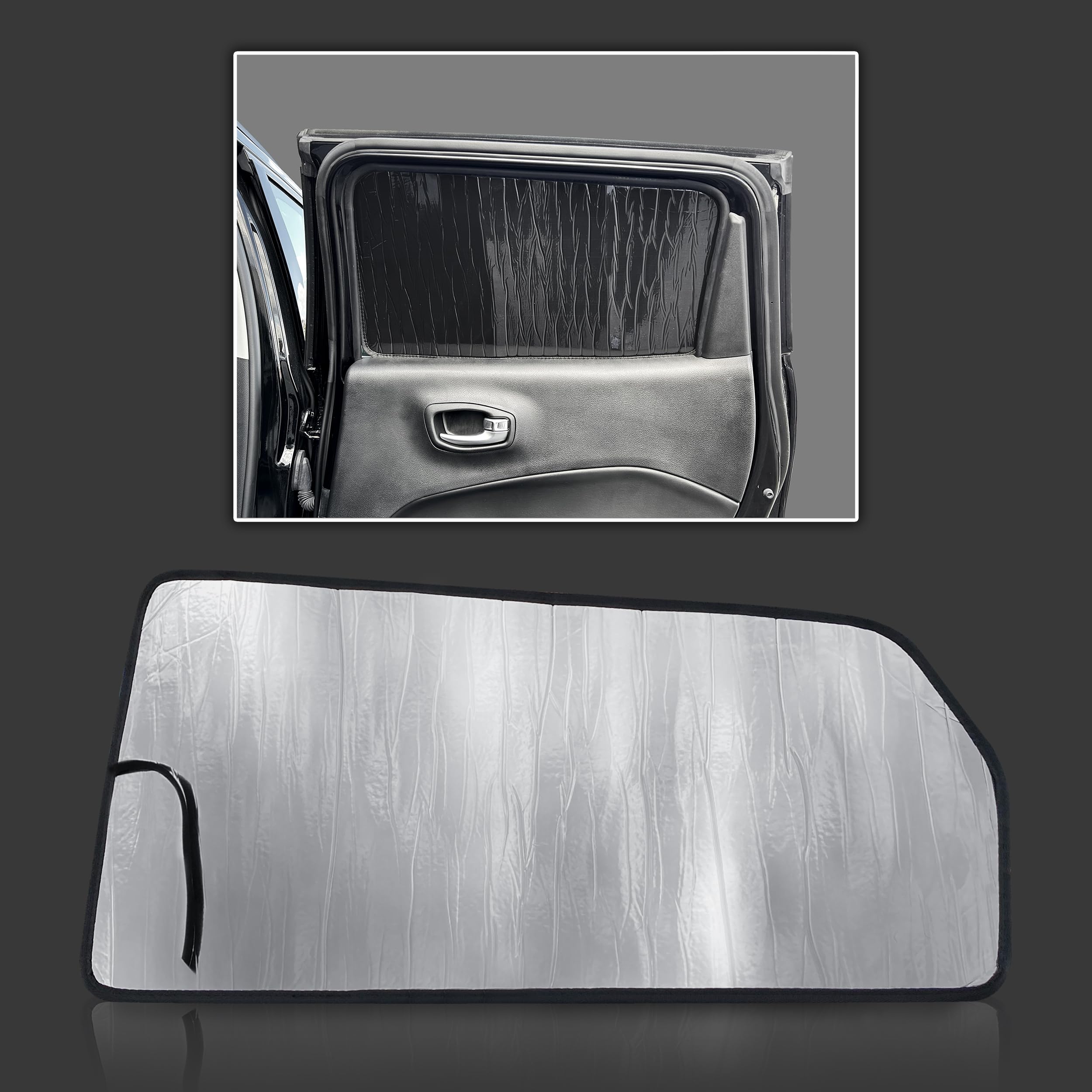 Custom Fit Rear Side 2nd Row Windows (2pcs) Sun Shade for 2017 2018 2019 2020 2021 2022 2023 2024 2025 Jeep Compass SUV, Insulated Sunshade Privacy Accessories Blockout UV Reflector Protection