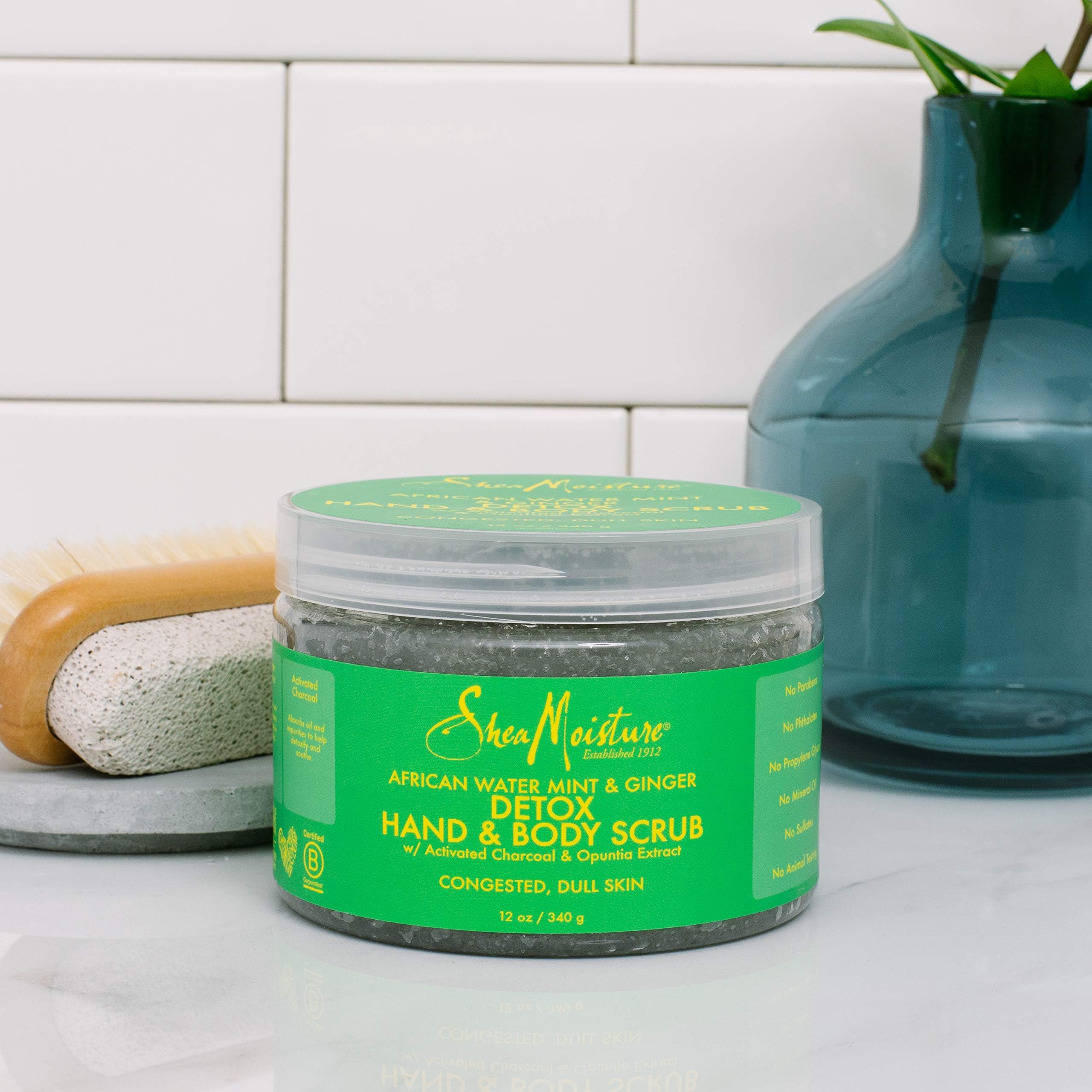 Shea Moisture African Wild Water Nane Detoks & El ve Vücut Fırçasını Uyarır, 12 Ons (1'li Paket)