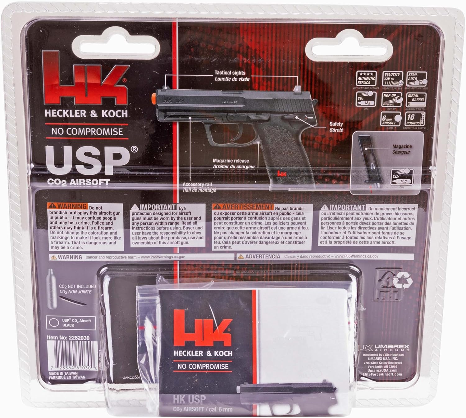 Elite Force HK Heckler & Koch USP CO2 Powered 6mm BB Pistol Airsoft Gun, Standard Action, Black