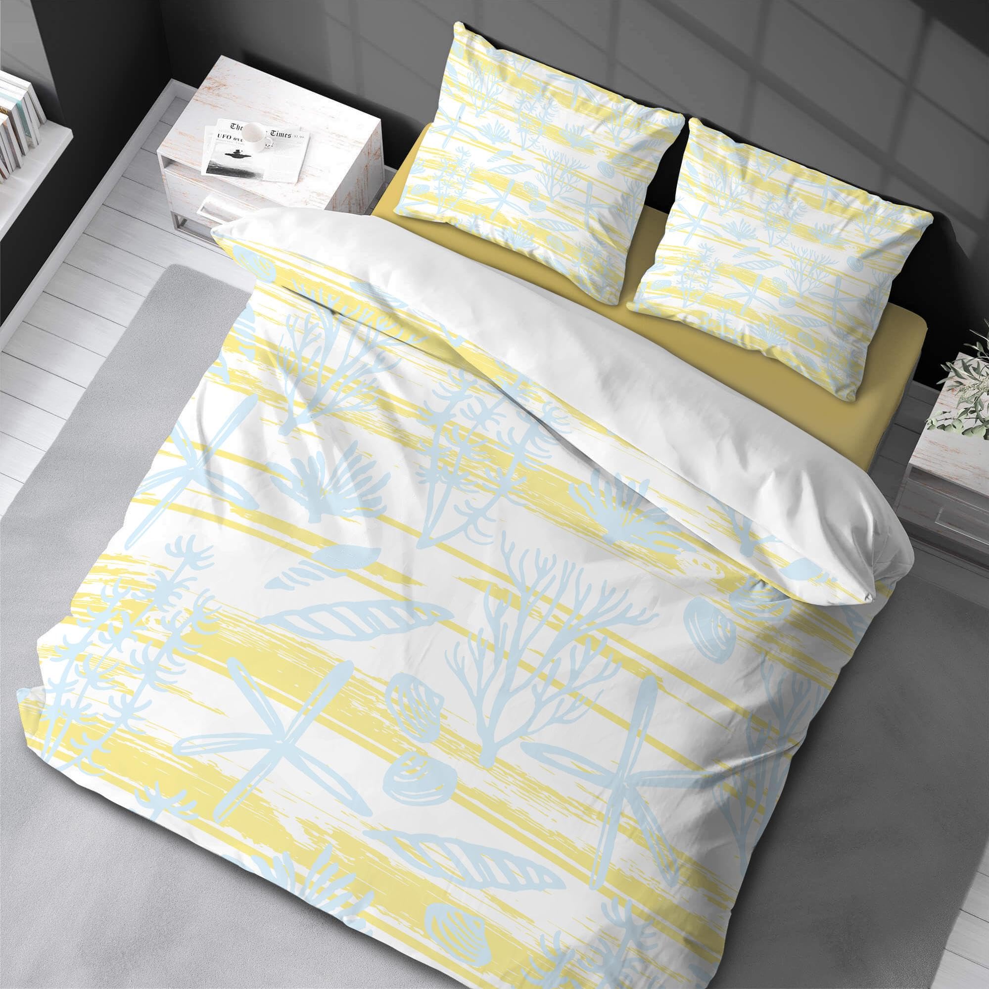 Parure de lit enfant aquarelle ocean pour illuminer la chambre avec des motifs de corail marin