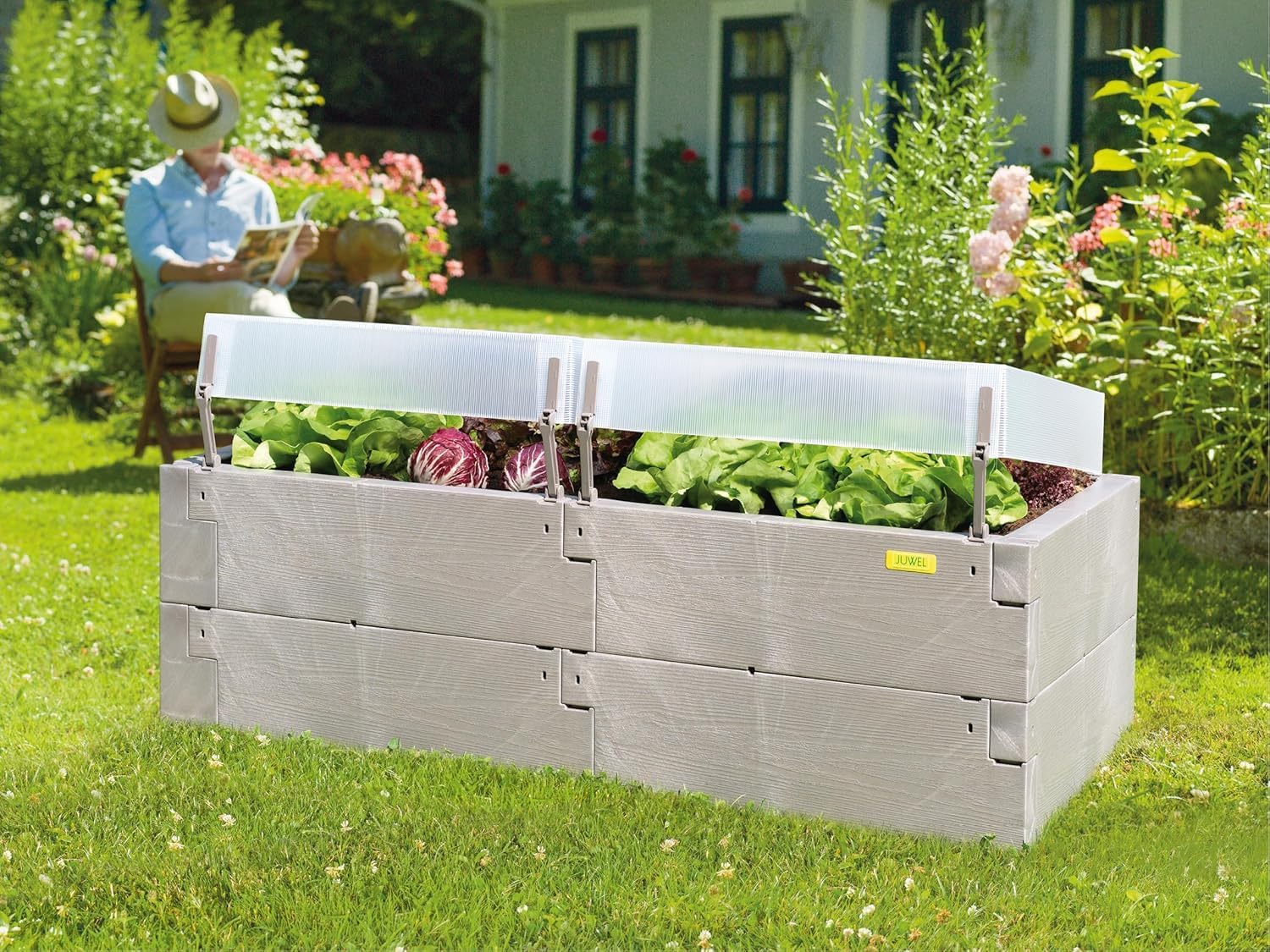 Juwel TRB2-20474 Exaco Polyethylene Planter Box Patio Growing Kit, Grey