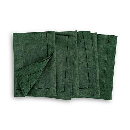 Solino Home Linen Napkins Set of 4 - Hemstitch 100%