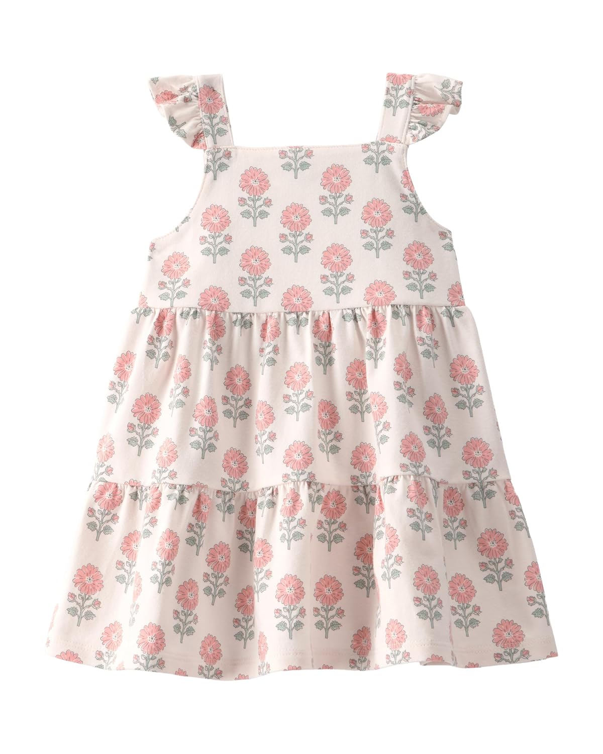 Carter's Baby Girl Organic Cotton Tiered Dress - Rosebud Petal Floral Print, Ruffle Sleeves, Soft Stretch Jersey with Diap... - Review, Price and Buying Guide