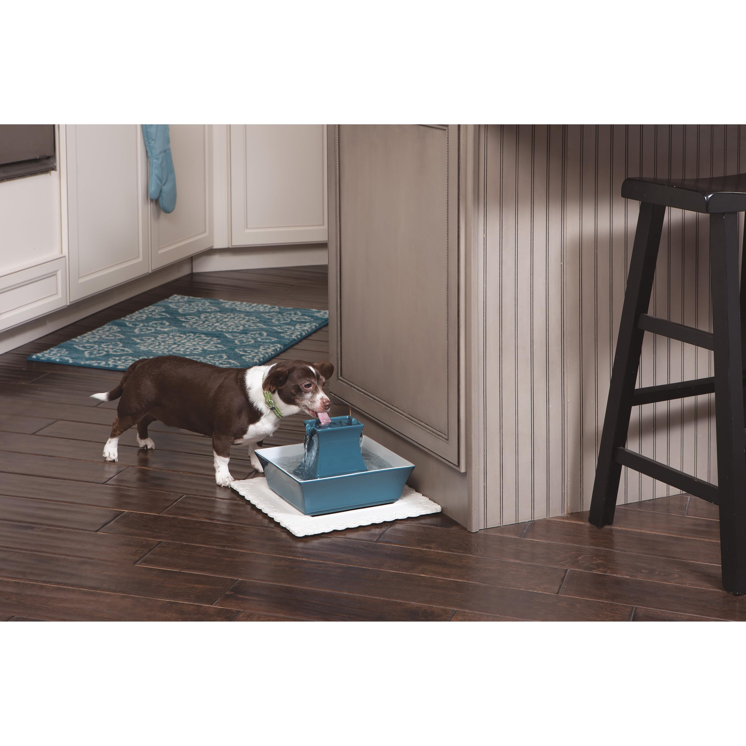 PetSafe Drinkwell Pagoda Fuente de Cerámica, 2L, Azul | Diseño Minimalista, Capacidad 2 Litros, Para Perros y Gatos