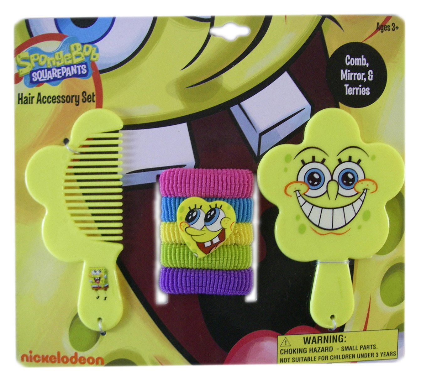 7 Piece Spongebob Hair Accessory Set Comb, Mirror & Terries Toys & Games