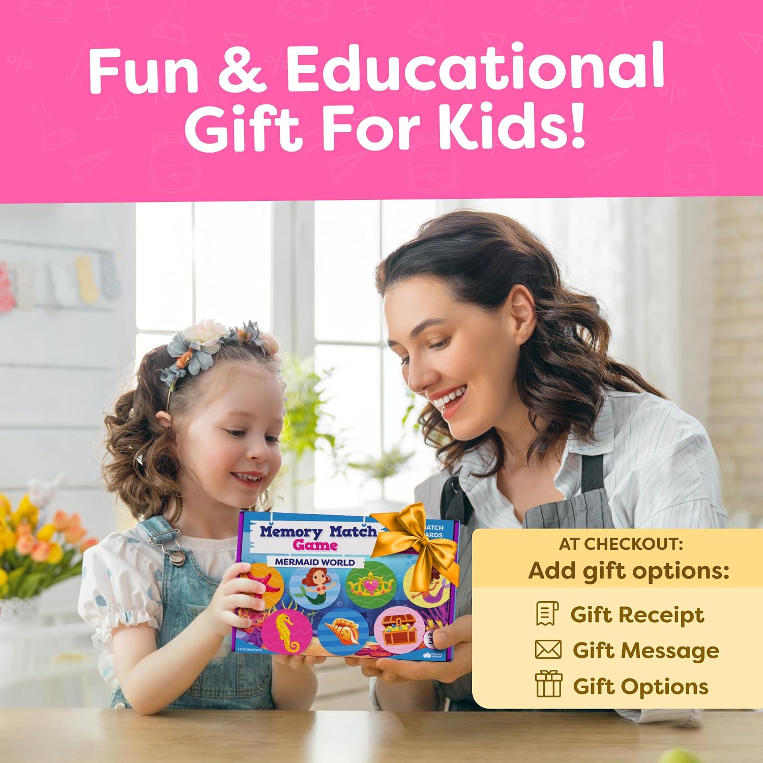Mermaid Toys for Girls 4-6 Matching Game - Memory Game for Kids - Girls Toys 4-5 - Mermaid Gifts - 4 Year Old Girl Birthday Gifts - Kids Games Preschool Educational Toys