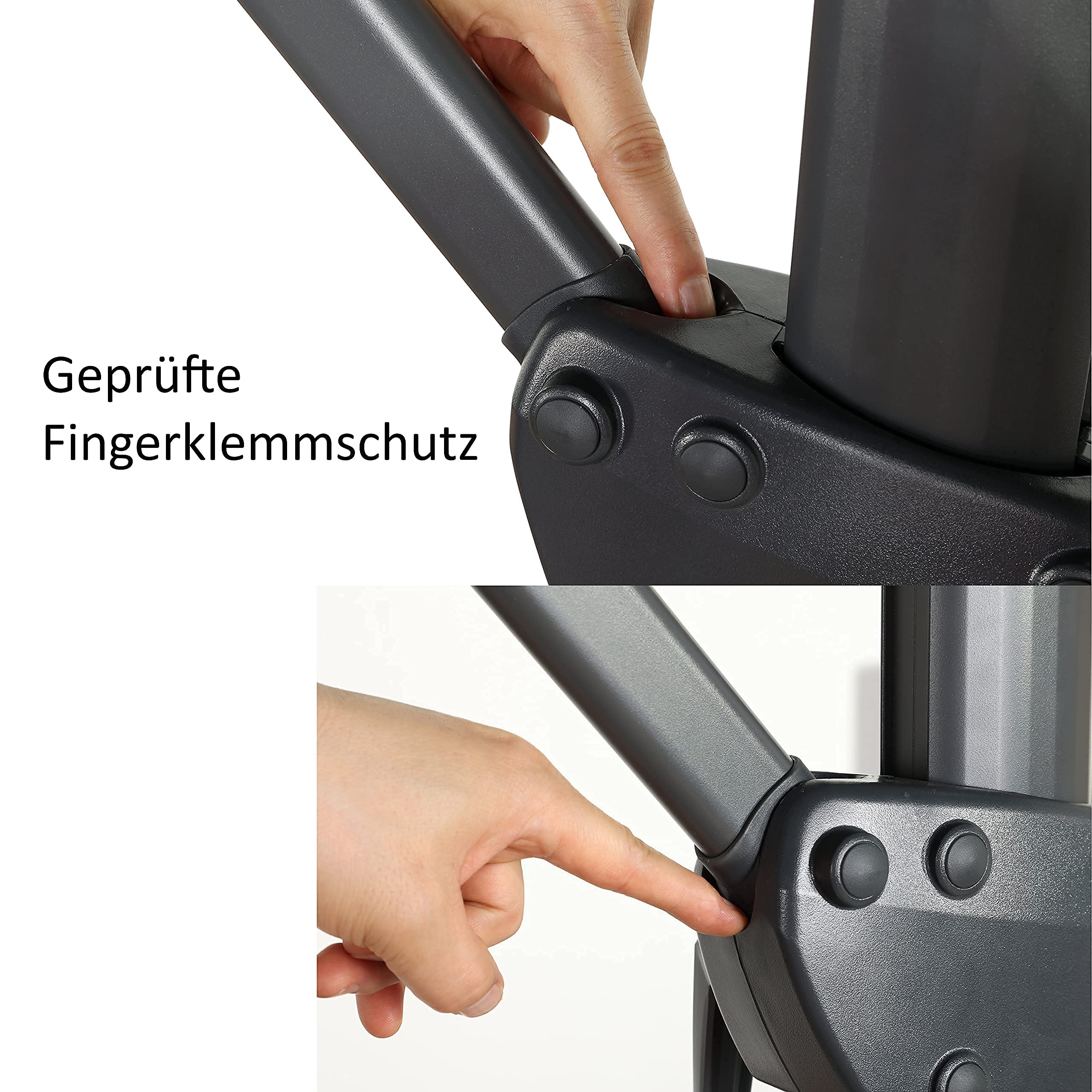 Deuline Alu Ampelschirm FLORENZ – Quadratisch 270x270 Cm, Kurbel, Neigbar & UV-Schutz 50+, Grau