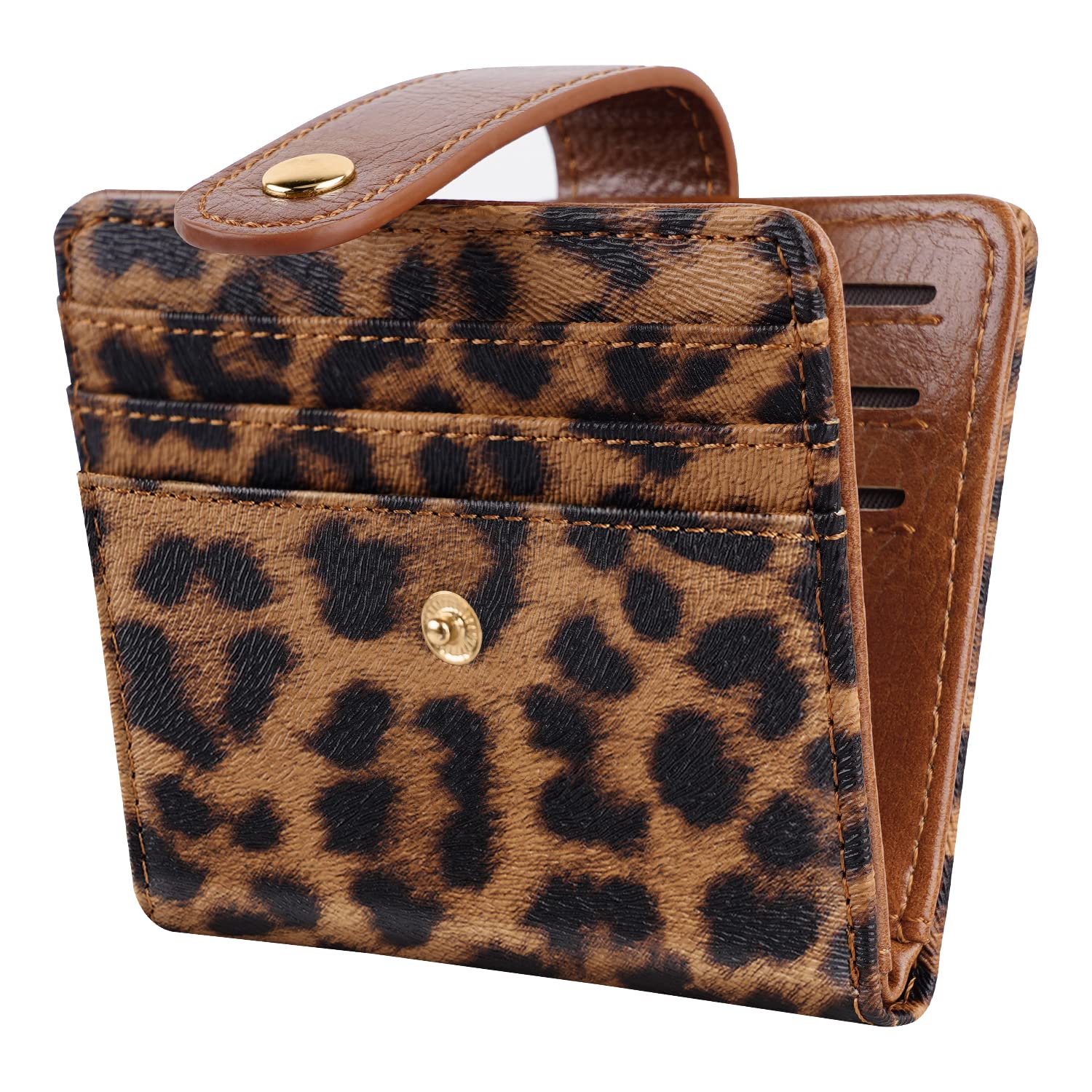 Small Wallets for Women Slim Minimalist for Bifold Credit Card Holder for Pocket or Purse, Leopard