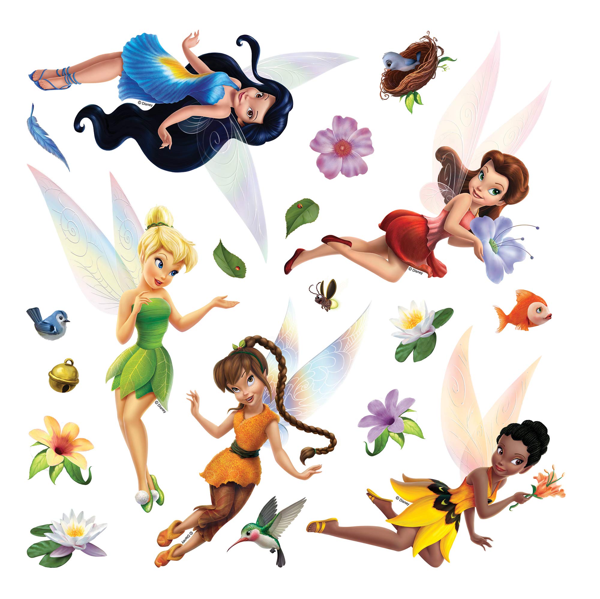 Fairies AG Design - Wall Sticker Disney – Self Adhesive - Disney wall decal, Multicolor, 30x30 cm/12x12 inches, 1 part – DKs 1096