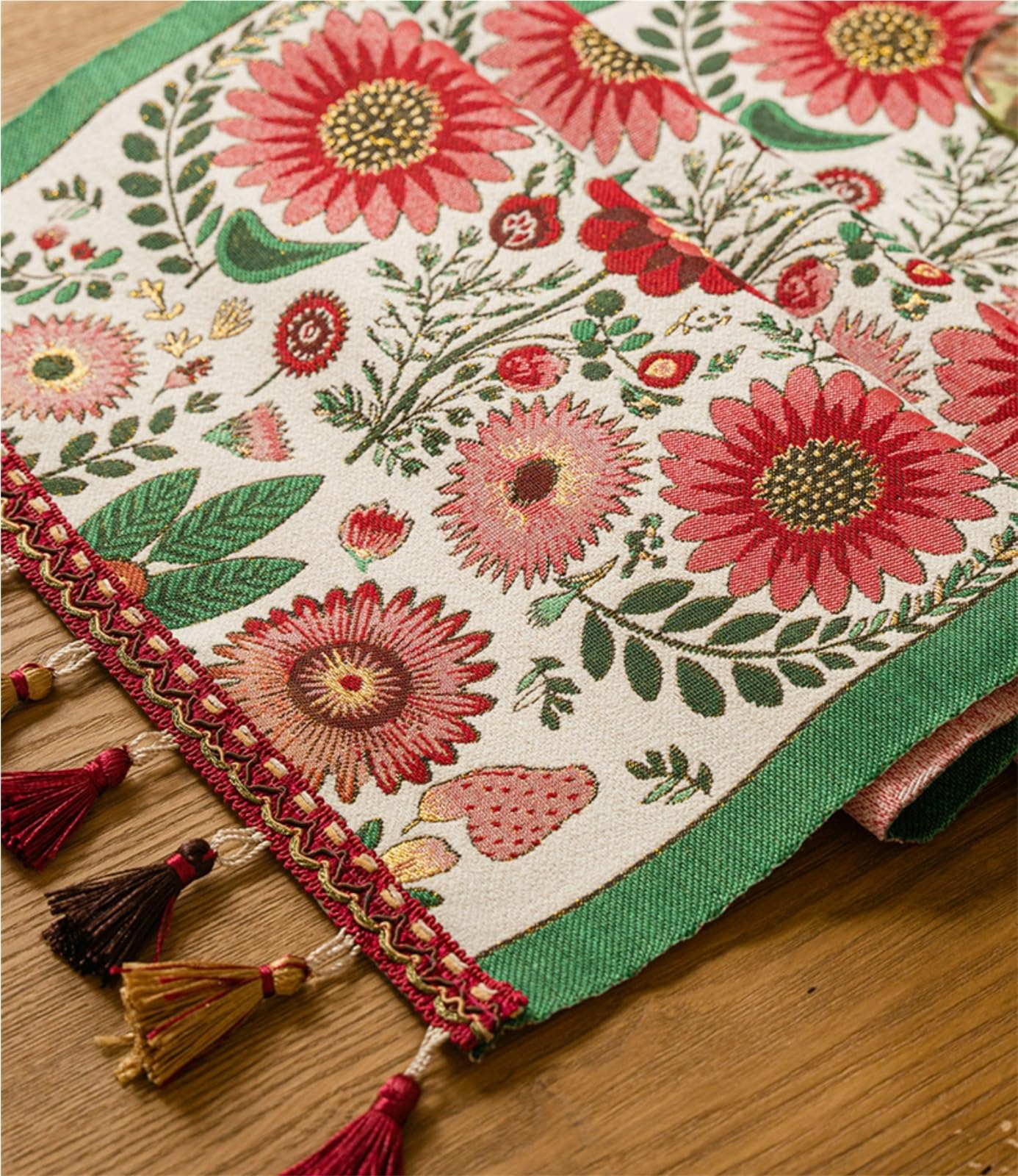 FYDZ Ethnische gewebte Jacquard-Tischflagge: Vintage-Tischflagge, leichtes Luxus-Blumen-Design, perfekt als Heimdekoration und Geschenk (Motley-B, 35 x 200 cm)