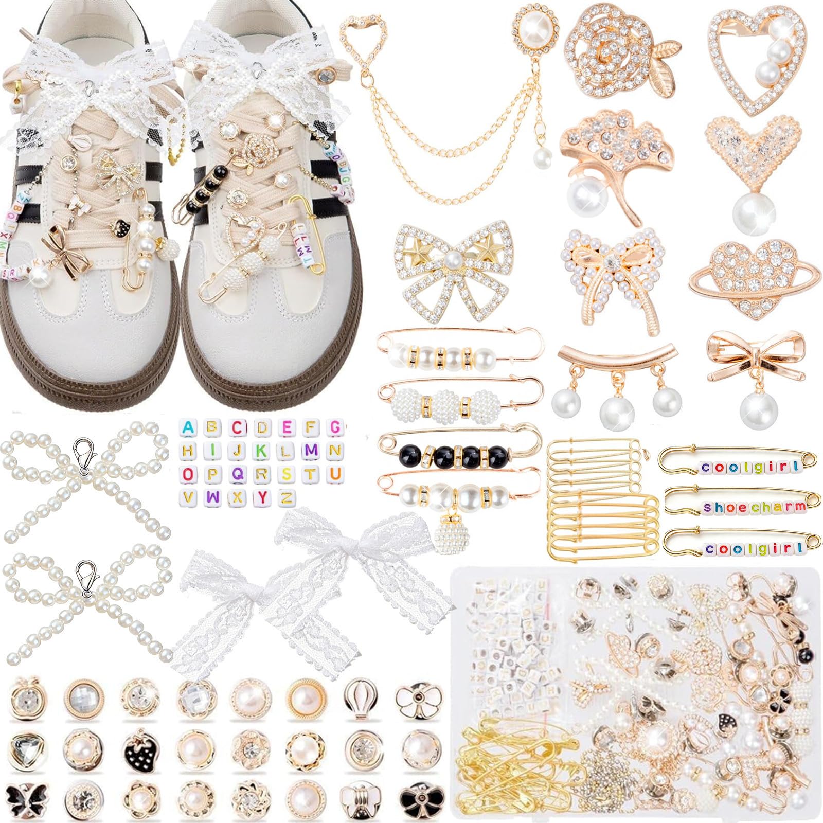Junk Socks Charms Kit,Shoe Charms for Sneakers,Brooches and Pins for Women