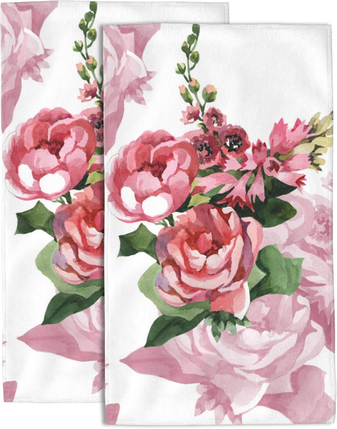 Pink Roses Hand Towel for Bathroom Set of 2 Hand Bath Towels Soft Absorbent Decorative Towels for Bathroom Kitchen Yoga Home Decor 14 x 28 in