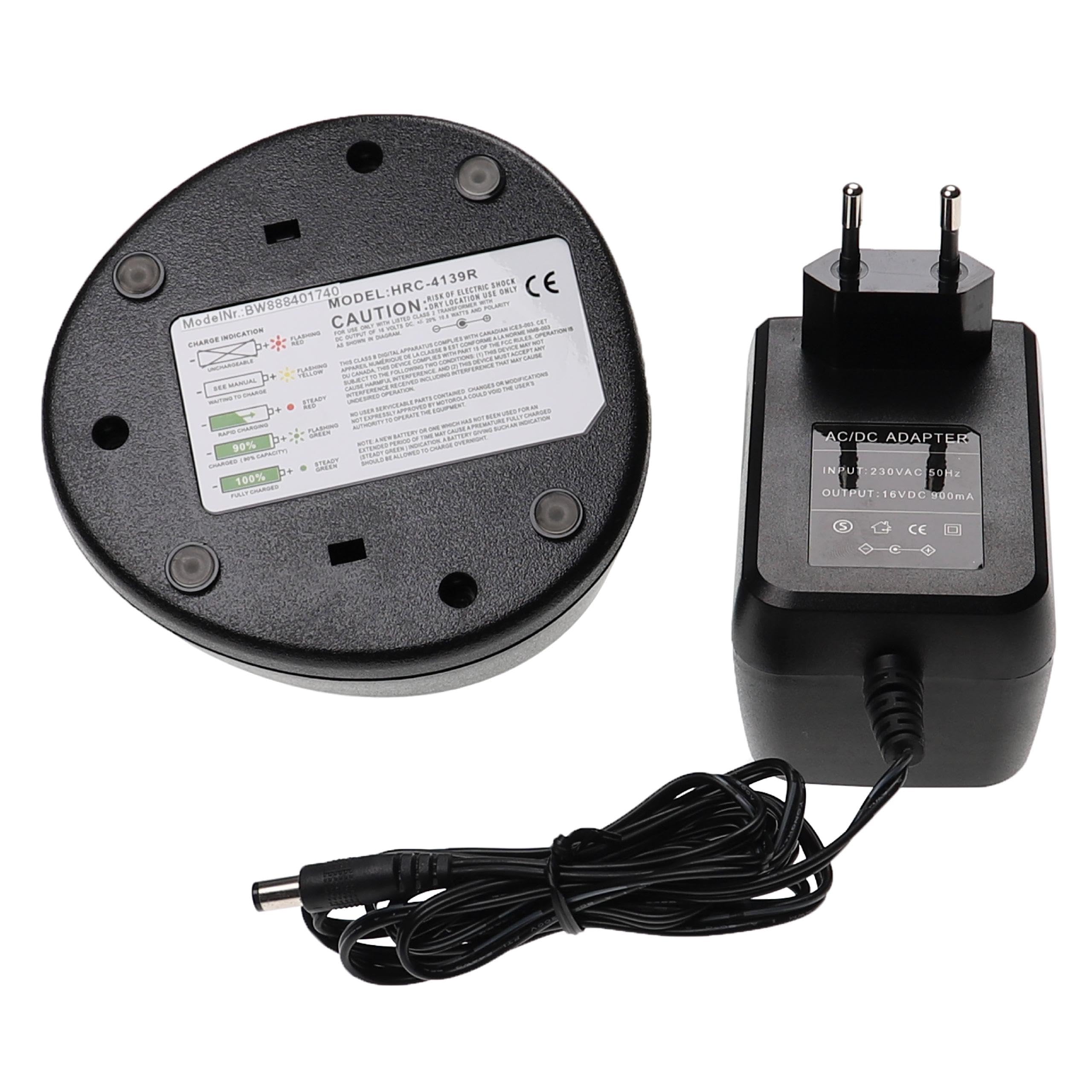vhbw Caricabatterie compatibile con Motorola DP1400 CP380 - Stazione di ricarica con alimentatore 7,6V 0,9A