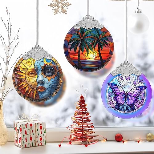 Miniatura 5 de Adorno retro de playa, adornos de Navidad, decoraciones de Navidad para árbol, adorno de vitral, recuerdo de reliquia, intercambio de regalos, ideas