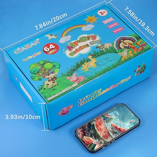 Miniatura 7 de Air Dry Clay-CiaraQ - Kit de arcilla para modelar bricolaje de 64 colores con herramientas de escultura, suave y ultraligero y fácil de usar, regalo