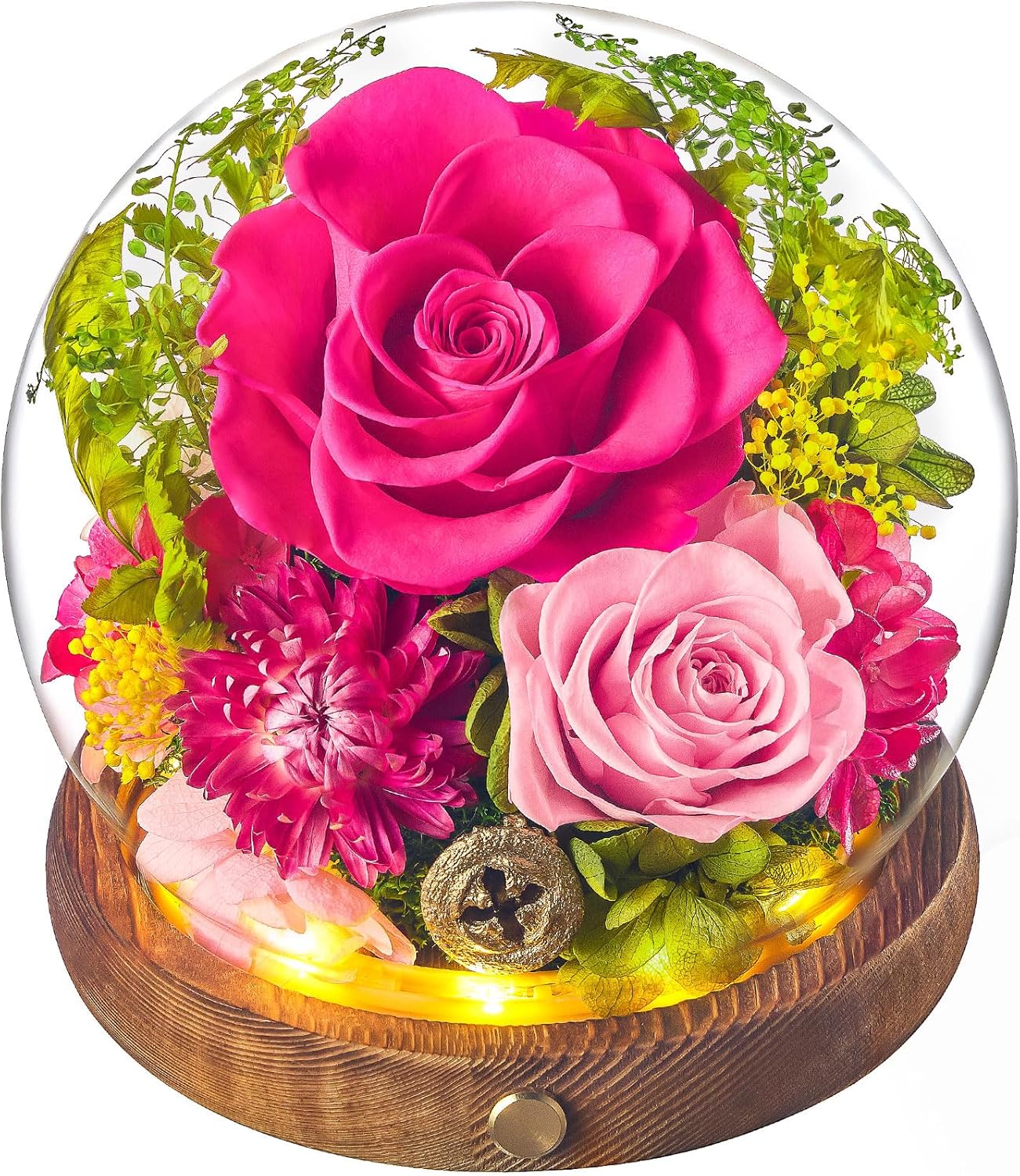 Eterfield Forever Flowers for Delivery Prime, Valentine's Day Rose Gifts for Her, Preserved Roses in Glass Dome, Long-Lasting Flowers for Mom Wife Grandma Birthday Mother's Day Anniversary, Hot Pink
