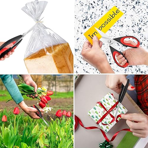 Miniatura 8 de iBayam Juego de 3 tijeras de cocina de 8.5 pulgadas, resistentes con funda protectora, mango cómodo de agarre suave, apto para lavavajillas, juego