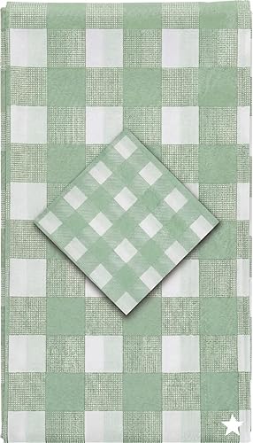 Disposable Plastic Tablecloth, 54 x 108 inches, Gingham Pattern, Multiple Colors
