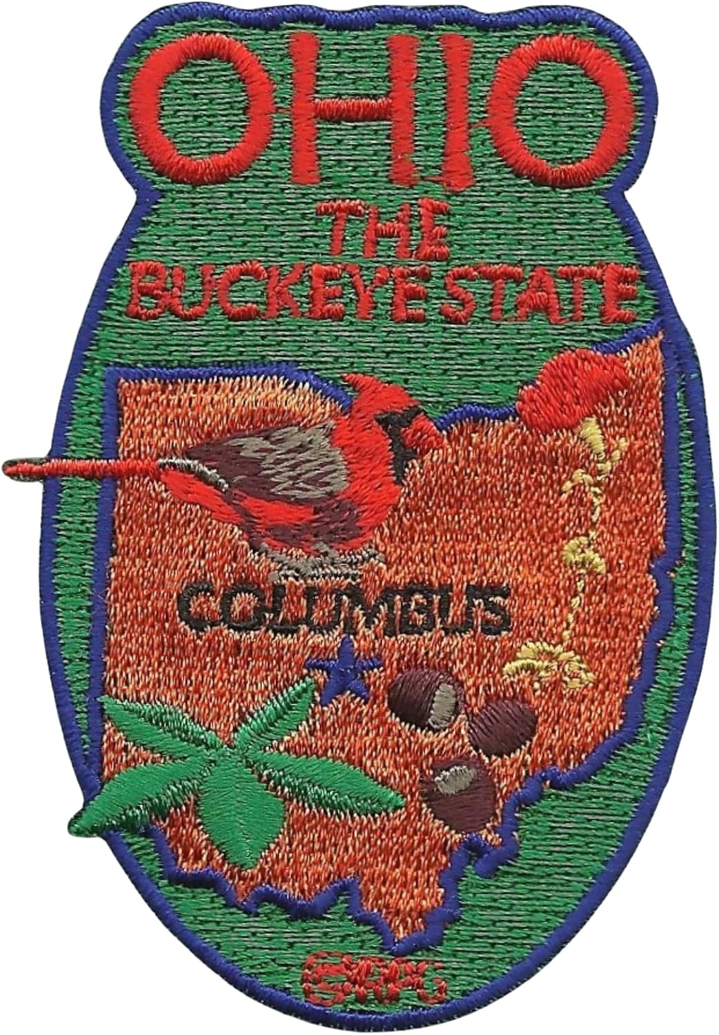 Ohio State Travel Patch OH Souvenir Iron On Embellishment or Applique 3 The Buckeye State Columbus Cardinal Carnation Buckeye