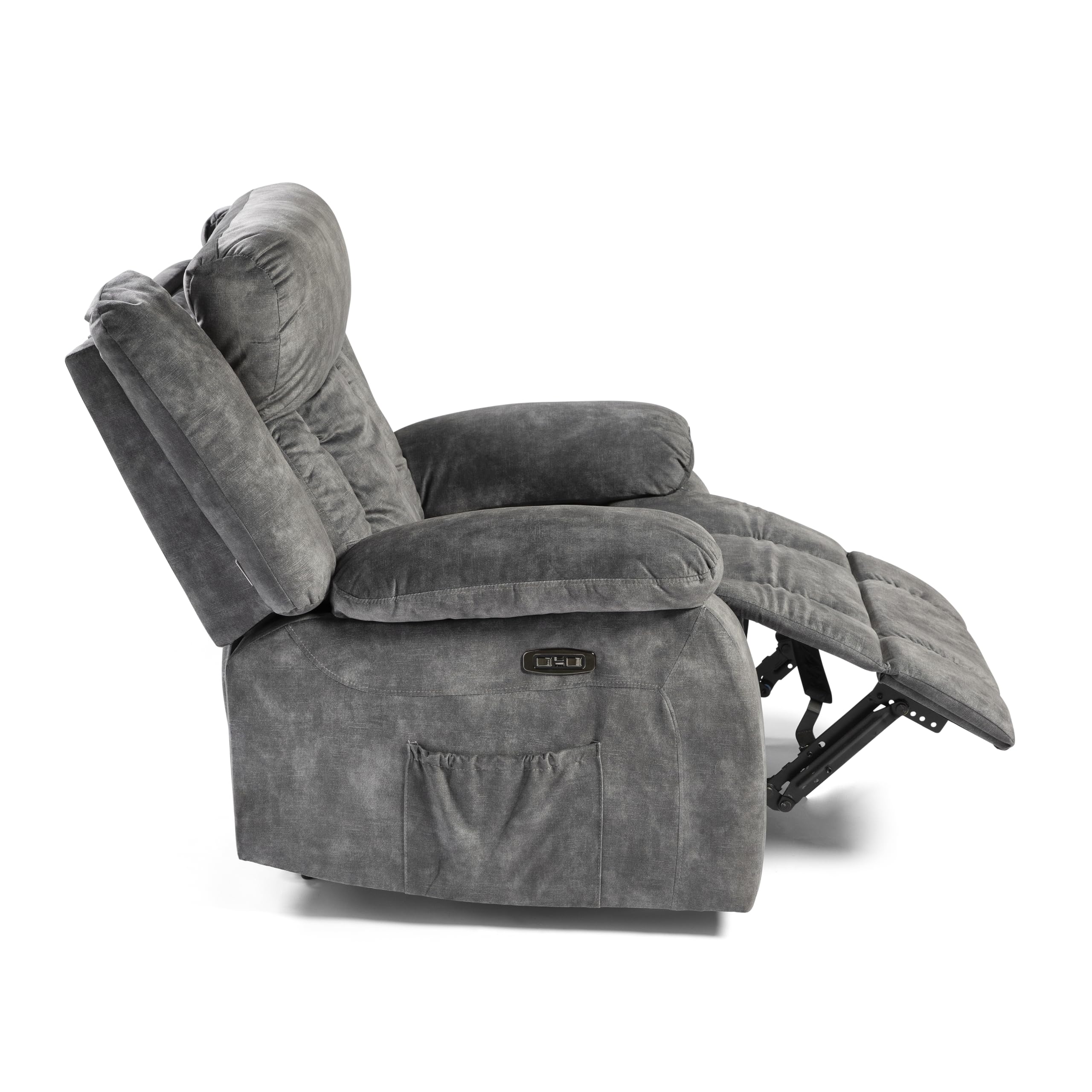DUPI Sillón Relax Eléctrico INNOVA | Reclinable con Reposacabezas y Control Lateral | Carga USB | Tela Transpirable | Fácil Montaje | Gris Magia