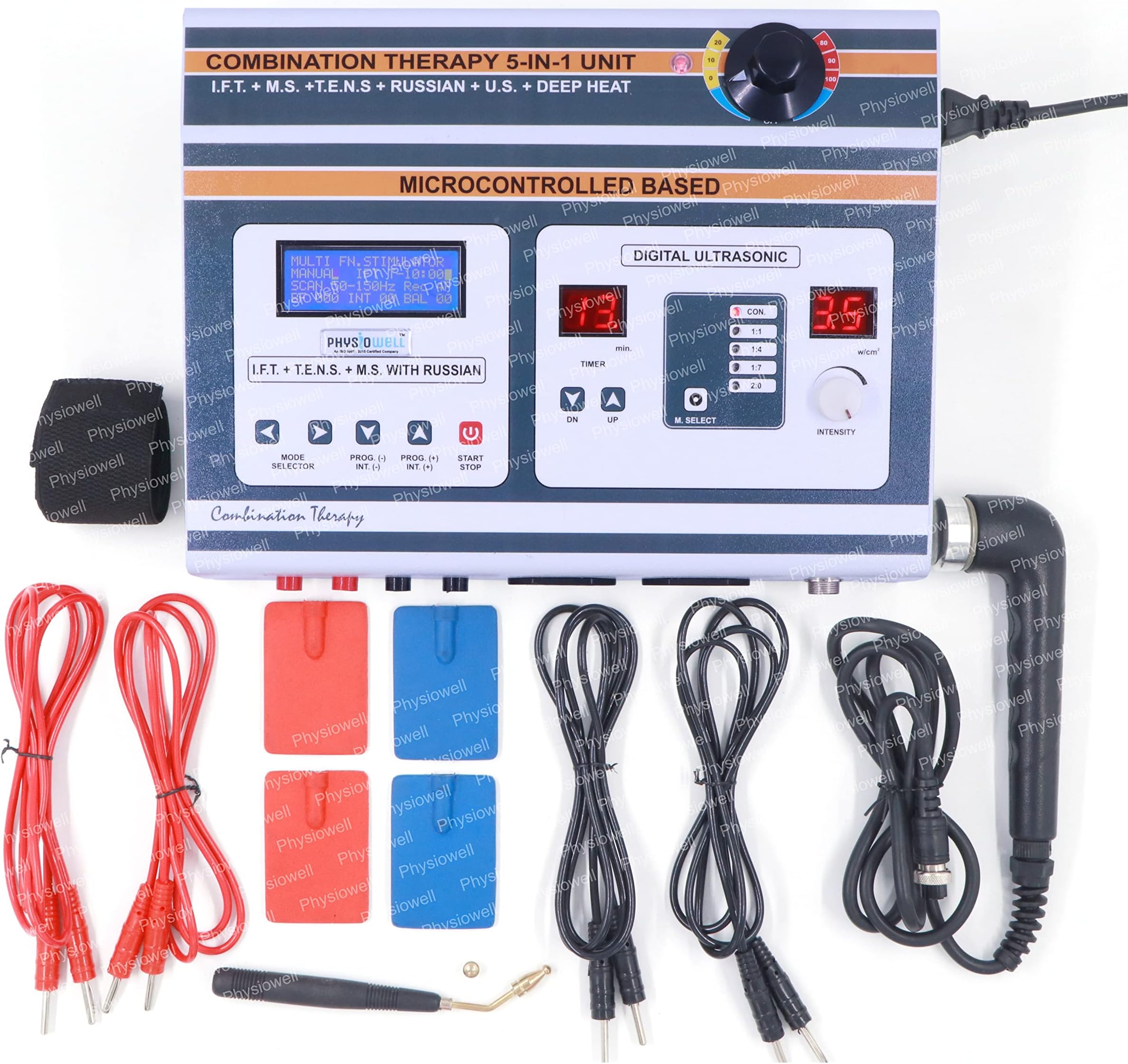 Combination 5 in 1 LCD 125 Programs Computerized Ift Ms Tens Us Deep Heat Machine with 1 Year