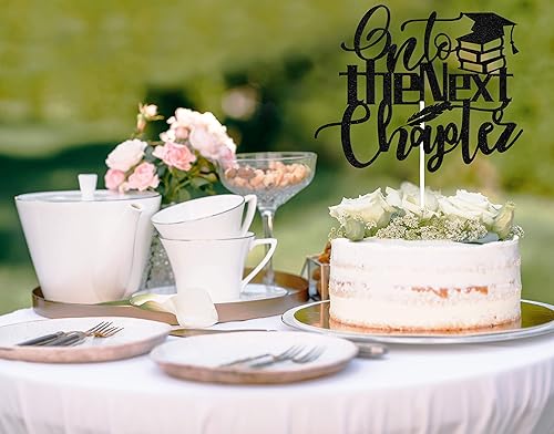 Miniatura 5 de Black Onto the Next Chapter - Decoración para tartas, decoración de graduación de la clase de 2025, suministros de fiesta con texto en inglés "We