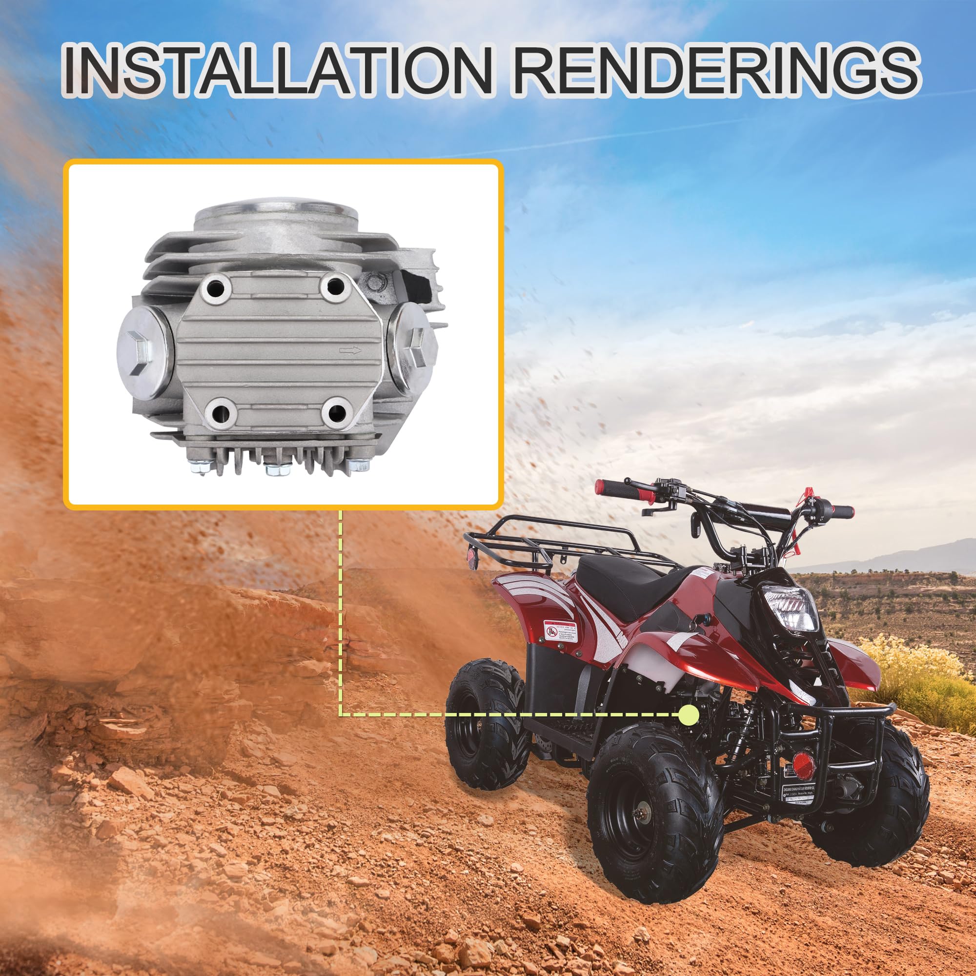 GOOFIT Ensamblaje de la Cabeza del Cilindro de 52,4 mm para 4 Tiempos 110cc ATV Go Kart Scooter