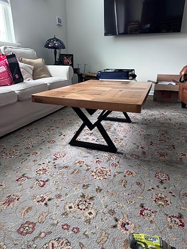 Miniatura 7 de HEONITURE Patas de mesa de centro de 16 pulgadas, patas de escritorio de metal en forma de diamante, color negro, industrial, modernas, base de