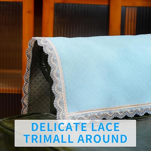 Miniatura 9 de MINJIATEX Juego de 2 fundas para brazos de sofá, fundas de encaje antideslizante para reposabrazos de sofá, fundas lavables para sala de estar,