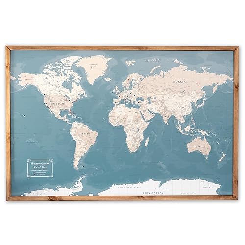 Push Pin World Map - Personalized Travel Map - Custom Modern Map Print #WPM01