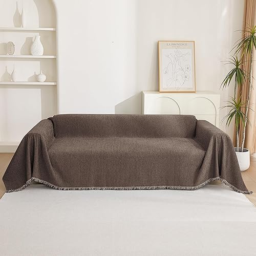 Miniatura 9 de MYSKY HOME - Fundas de sofá para sofá seccional de 2 plazas, en forma de L, funda de felpilla color chocolate intenso, funda de sofá lavable con