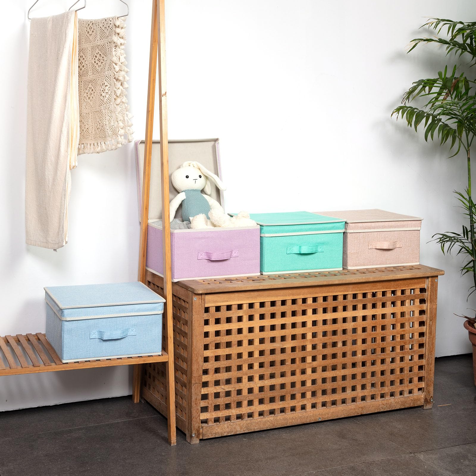 BrilliantJo Storage Boxes with Lid, Foldable Clothing Storage Basket case with Handle for Toy Books, Closet, Bedroom, Home - Image 4