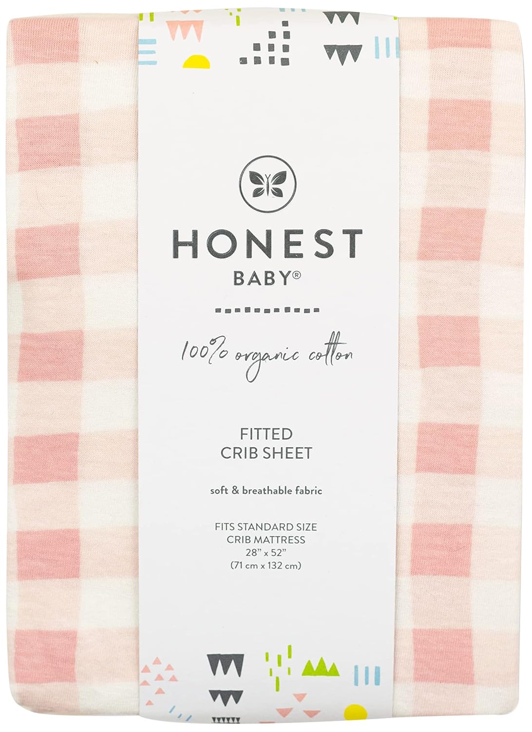 HonestBaby Unisex-Baby Fitted Crib Sheets Set Standard Mattress, 100% Organic Cotton Baby Boys, Girls, Neutral, 1 Pack – Tutu Cute, One Size