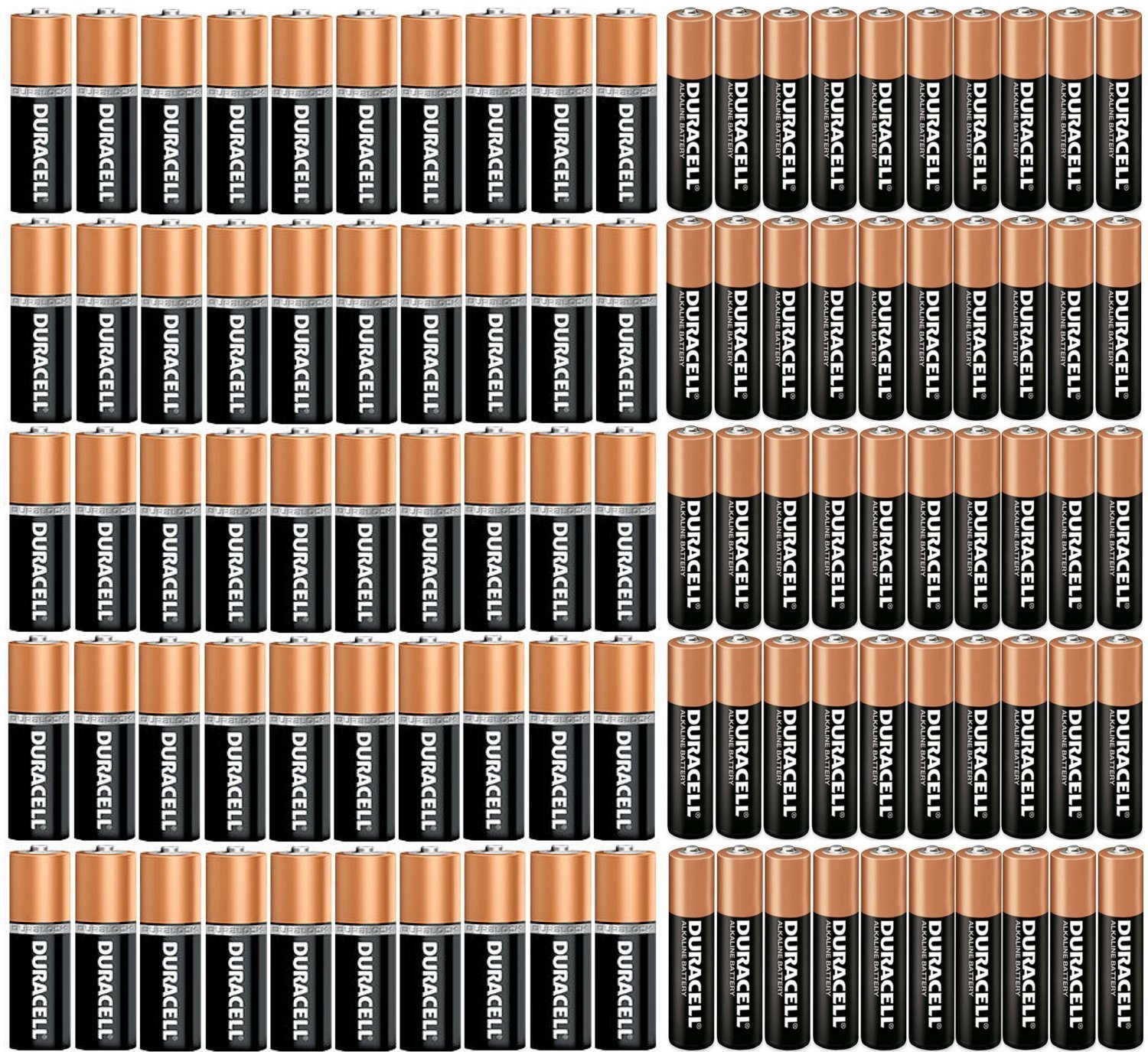Duracell 50 AA & 50 AAA Pack Duralock Long Lasting Copper Top Alkaline Batteries